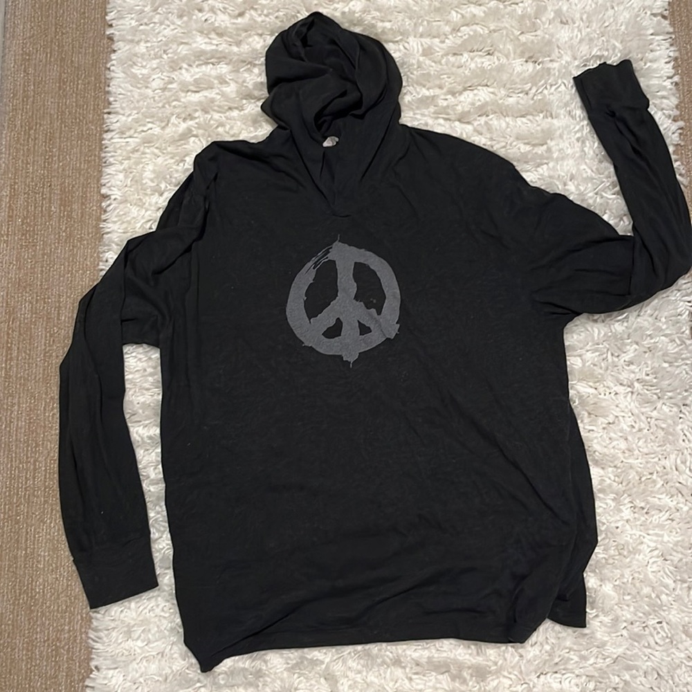Peace sign hoodie long sleeve shirt black XL